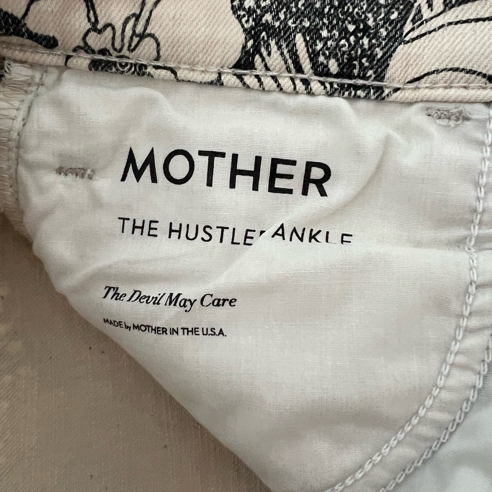 MOTHER Black and Cream Floral Ankle Pants - Picture 3 of 6